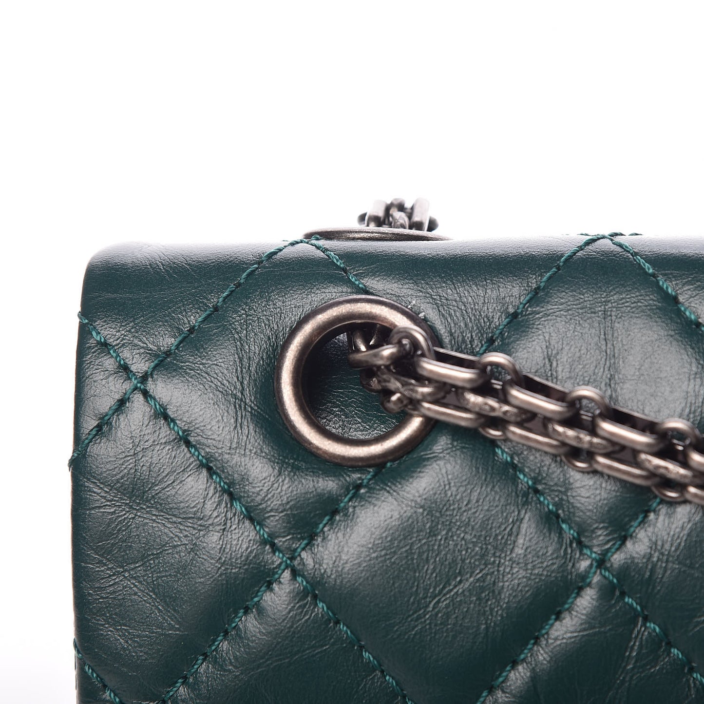 Aged Calfskin Quilted 2.55 Reissue 226 Flap Green