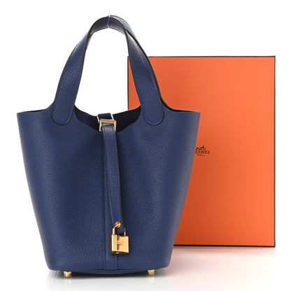 Hermes Taurillon Clemence Picotin Lock 18 PM Bleu Royal 10 of 10