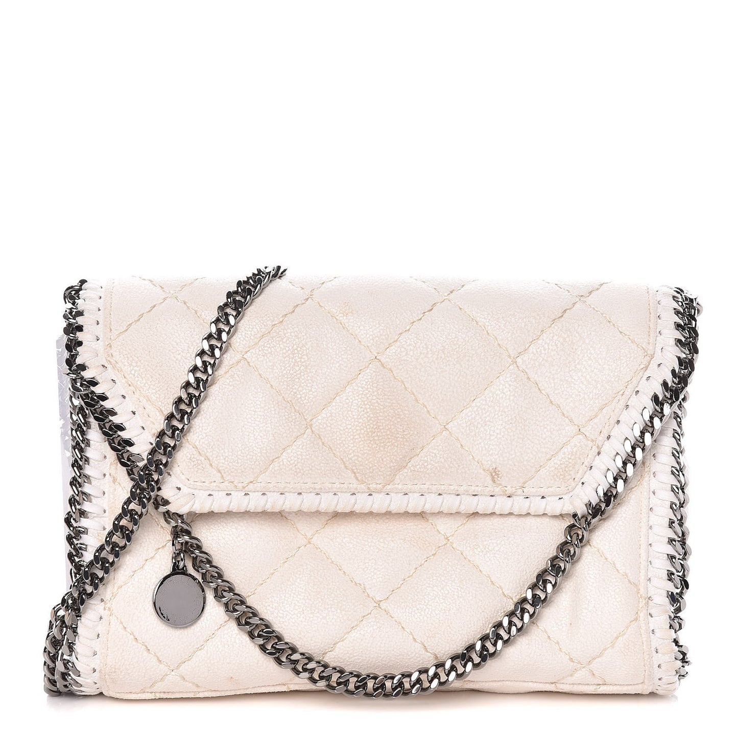 Shaggy Deer Quilted Mini Falabella Fold Over Tote Chalk