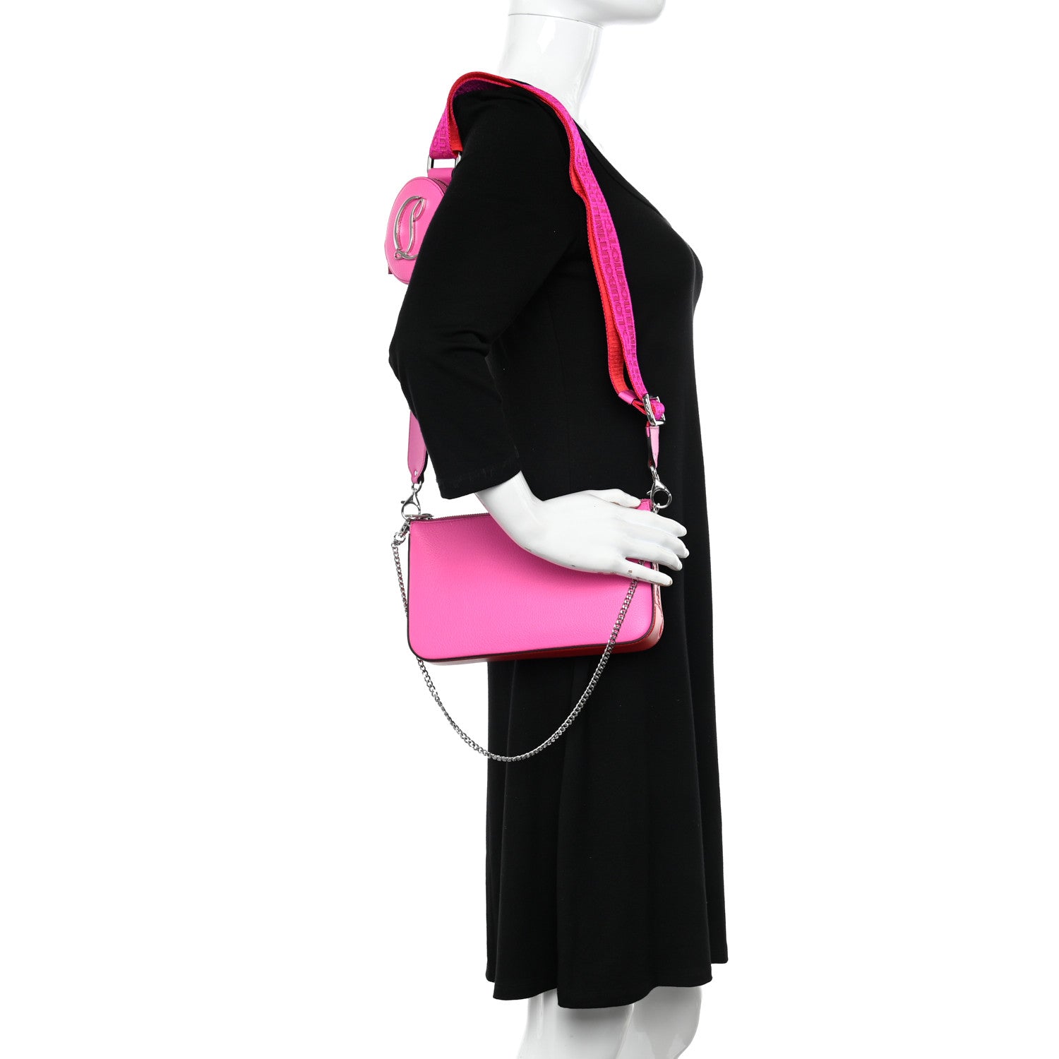 Christian Louboutin Calfskin Empire Loubila Pouch on Chain Bolerose Loubi 2 of 10