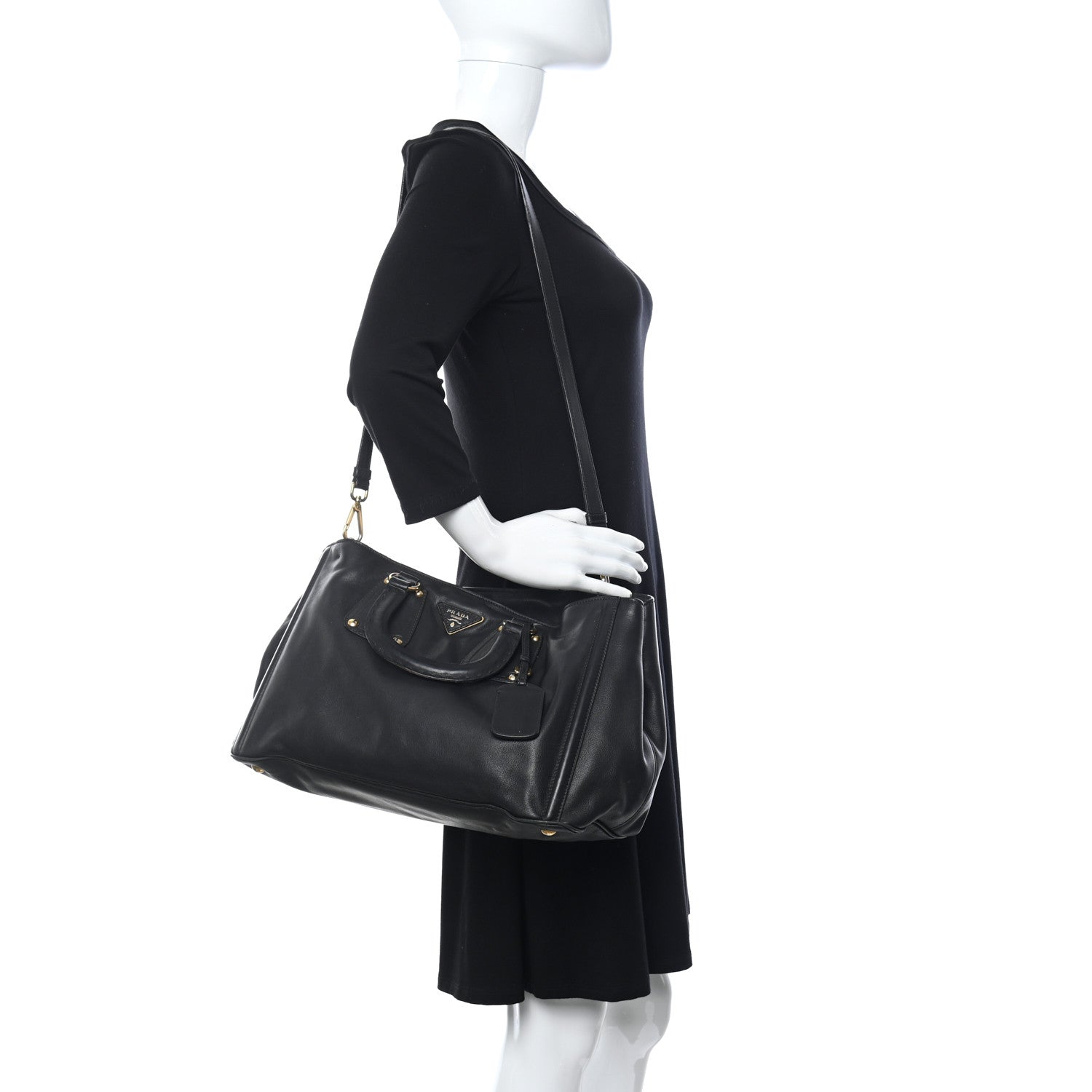 Prada Soft Calf Satchel Black 2 of 12
