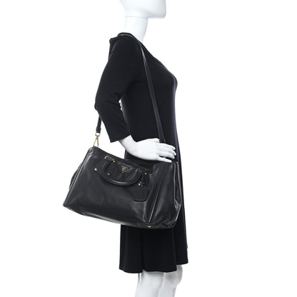 Prada Soft Calf Satchel Black 2 of 12