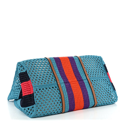 Gucci Raffia Web Woven Interlocking G Tote Blue Multicolor 4 of 11