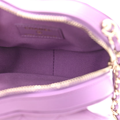 Chanel Lambskin Quilted CC In Love Heart Clutch With Chain Purple 5 of 10