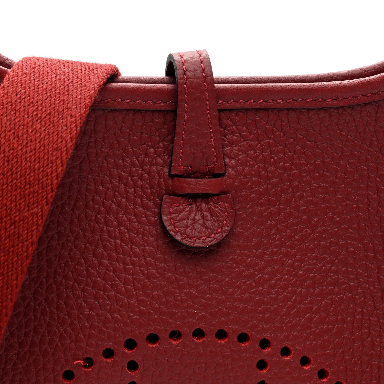 Hermes Taurillon Clemence Evelyne TPM Rouge H 8 of 11