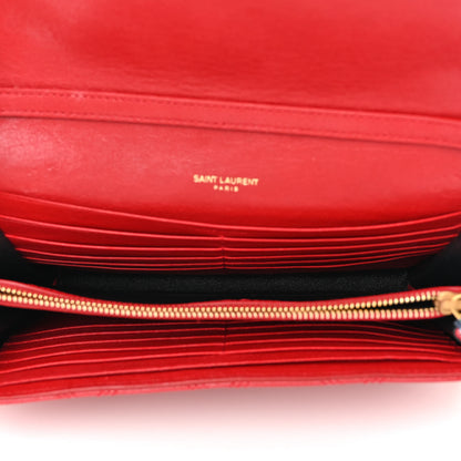 Saint Laurent Lambskin Diamond Quilted Becky Chain Wallet Rouge Eros 5 of 10