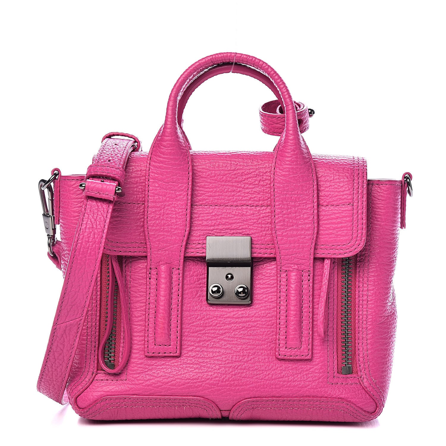 3.1 Phillip Lim 3.1 Textured Calfskin Mini Pashli Satchel Fuchsia 1 of 10