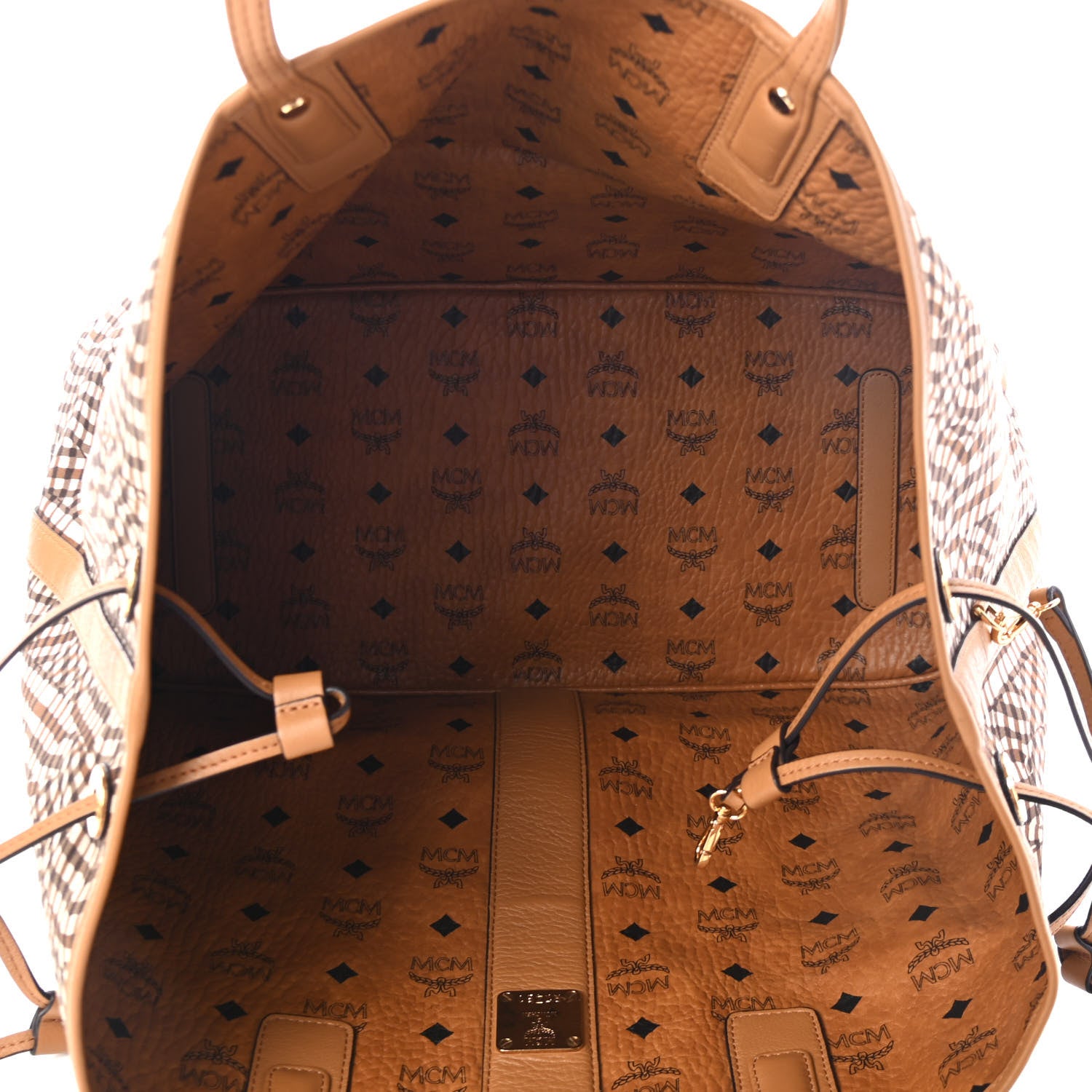 MCM Visetos Large Liz Reversible Shopper Tote Cognac 8 of 8
