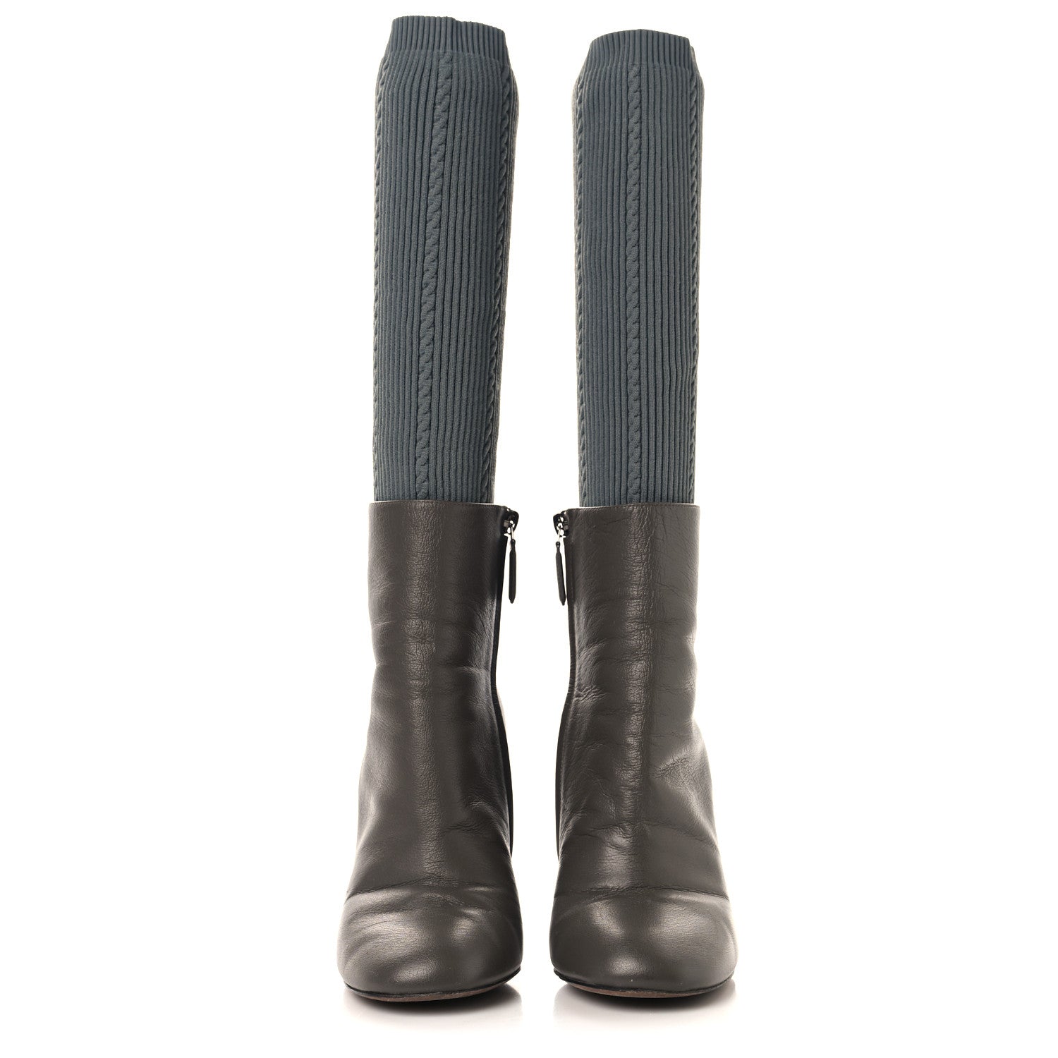Chanel Kangaroo Knit CC Short Booties 37.5 Grey Black 2 of 7