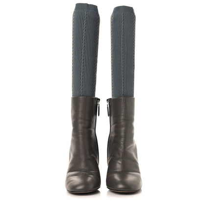 Chanel Kangaroo Knit CC Short Booties 37.5 Grey Black 2 of 7