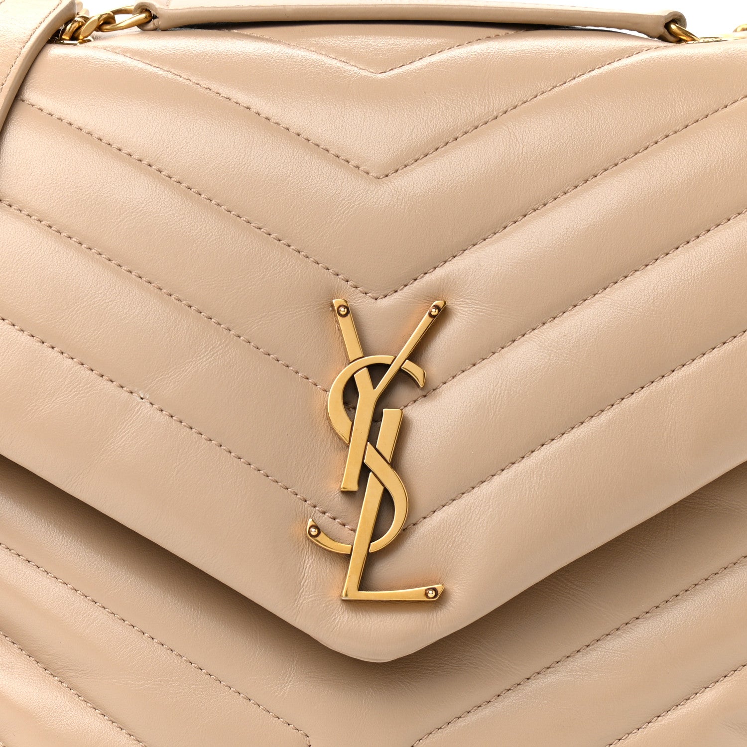 Saint Laurent Calfskin Y Quilted Monogram Medium Loulou Chain Satchel Dark Latte 9 of 15