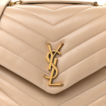 Saint Laurent Calfskin Y Quilted Monogram Medium Loulou Chain Satchel Dark Latte 9 of 15