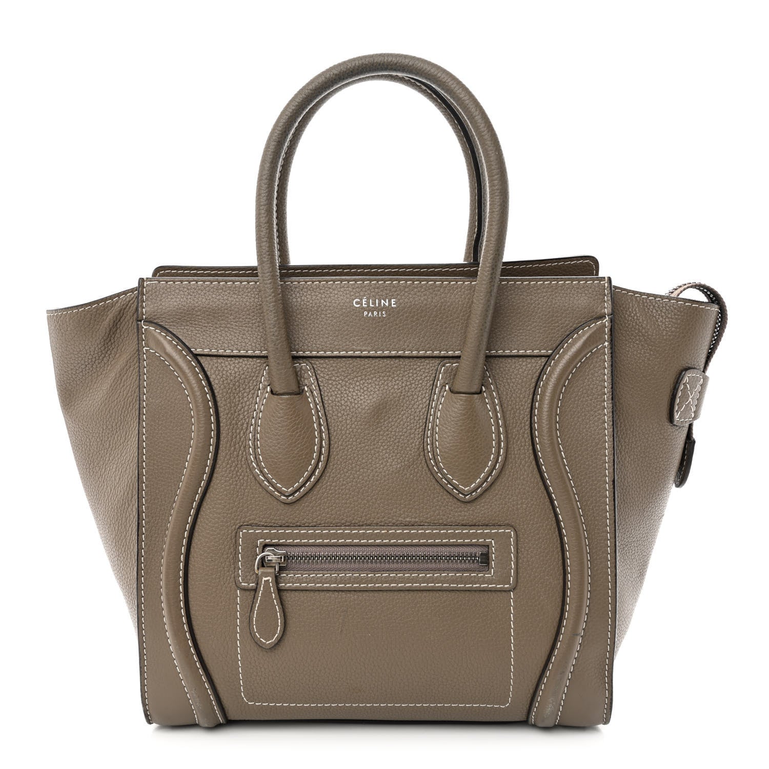 Celine Drummed Calfskin Micro Luggage Souris 1 of 14