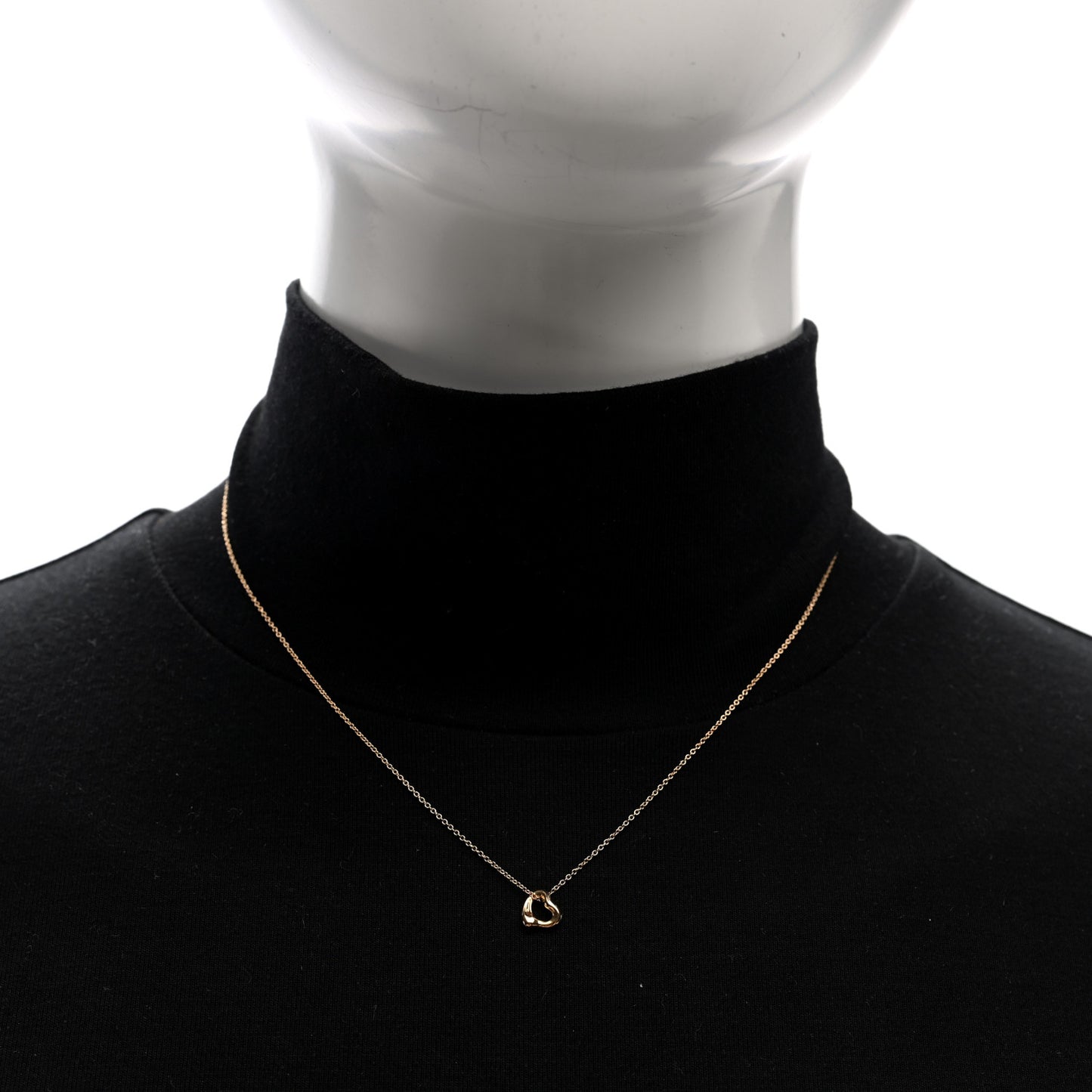 18K Rose Gold 7mm Elsa Peretti Open Heart Pendant Necklace
