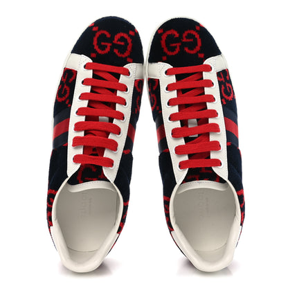 Gucci Terry Cloth GG Monogram Web Womens Ace Sneakers 37.5 Blue Red 2 of 9