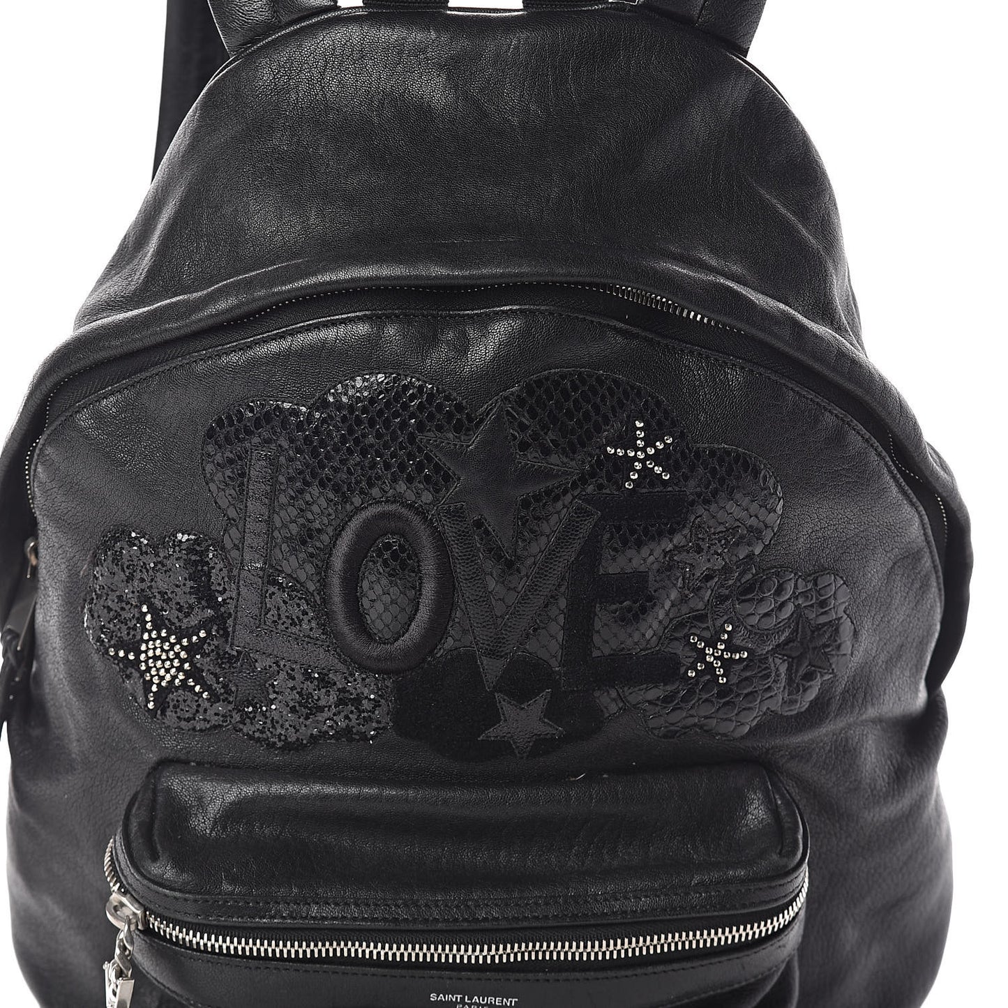 Sheepskin Mini Love Appliqué City Backpack Black