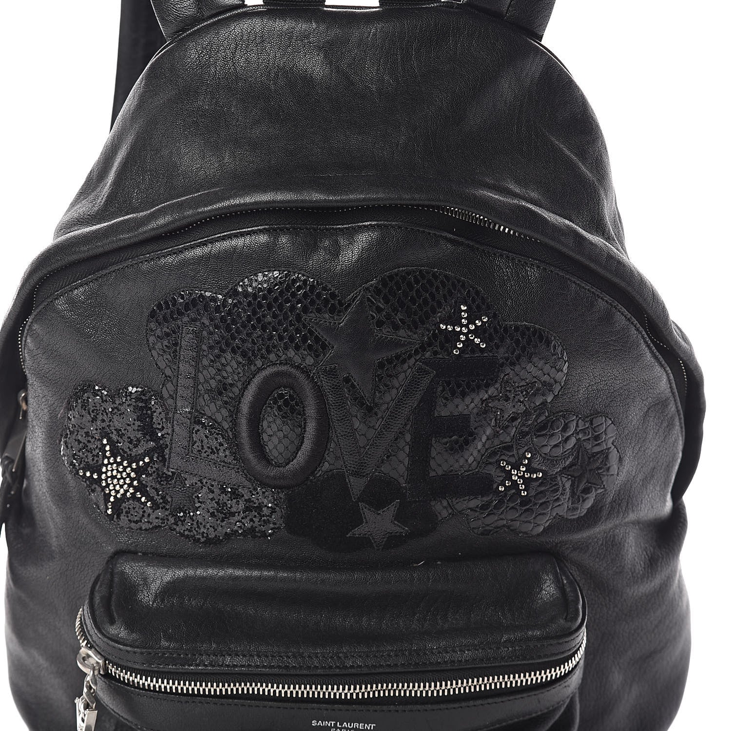 Saint Laurent Sheepskin Mini Love Appliqué City Backpack Black 7 of 9