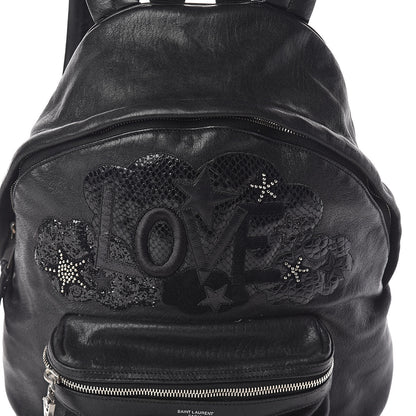 Saint Laurent Sheepskin Mini Love Appliqué City Backpack Black 7 of 9