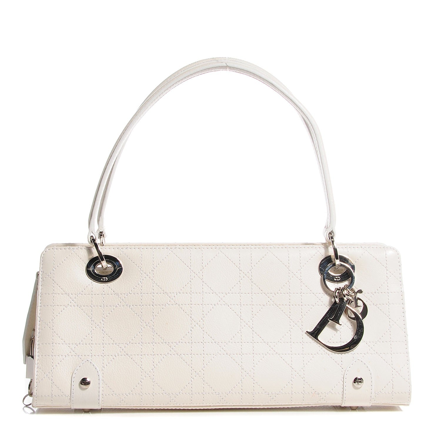 Christian Dior Calfskin Cannage Stitched East West Lady Dior White 1 of 9
