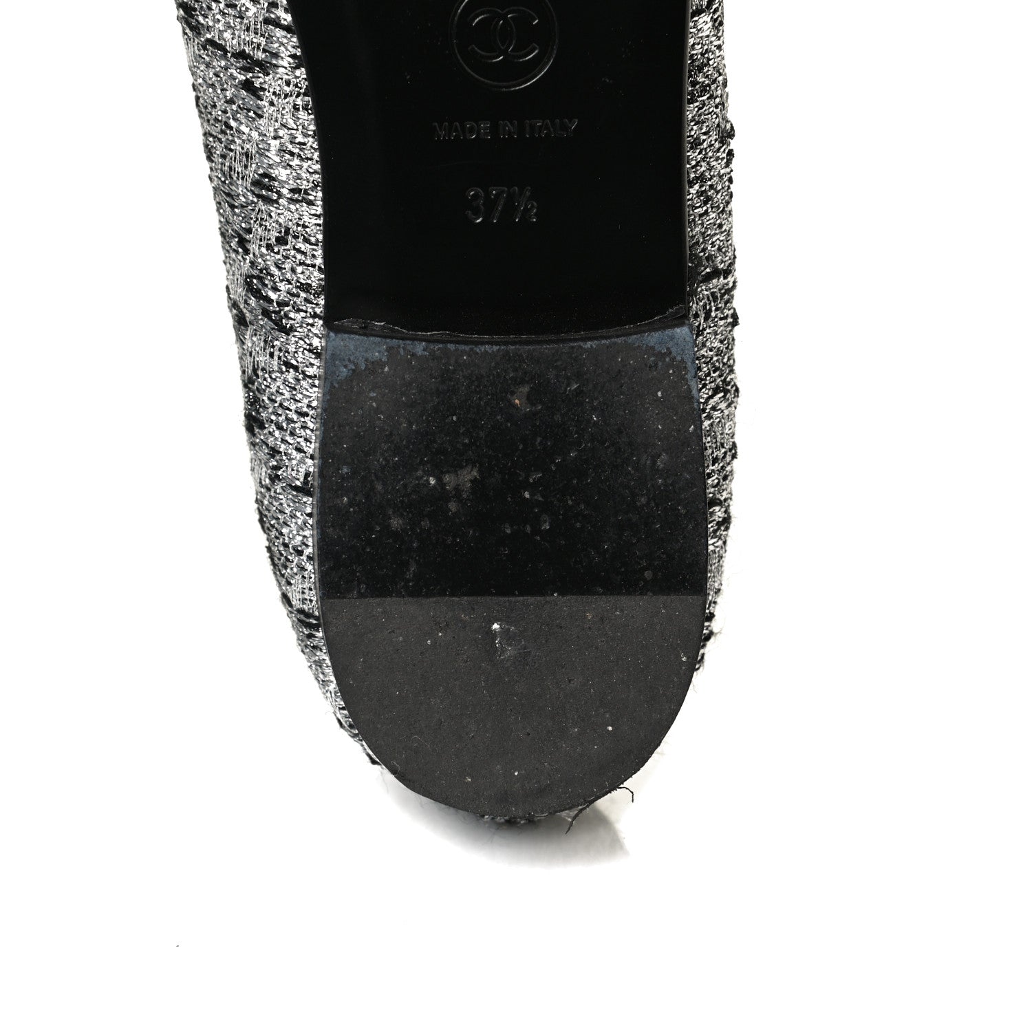 Chanel Tweed Sequin Cap Toe Ballerina Flats 37.5 Black Blue 12 of 14