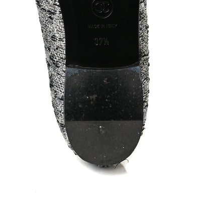 Chanel Tweed Sequin Cap Toe Ballerina Flats 37.5 Black Blue 12 of 14