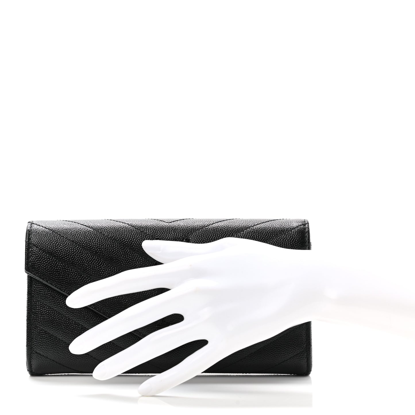 Grain De Poudre Matelasse Chevron Monogram Flap Wallet Black