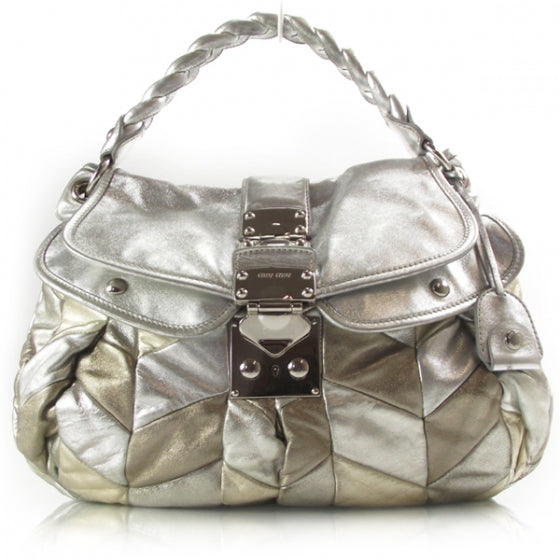 Miu Miu Leather Matelasse Coffer Tote Metallic 1 of 12