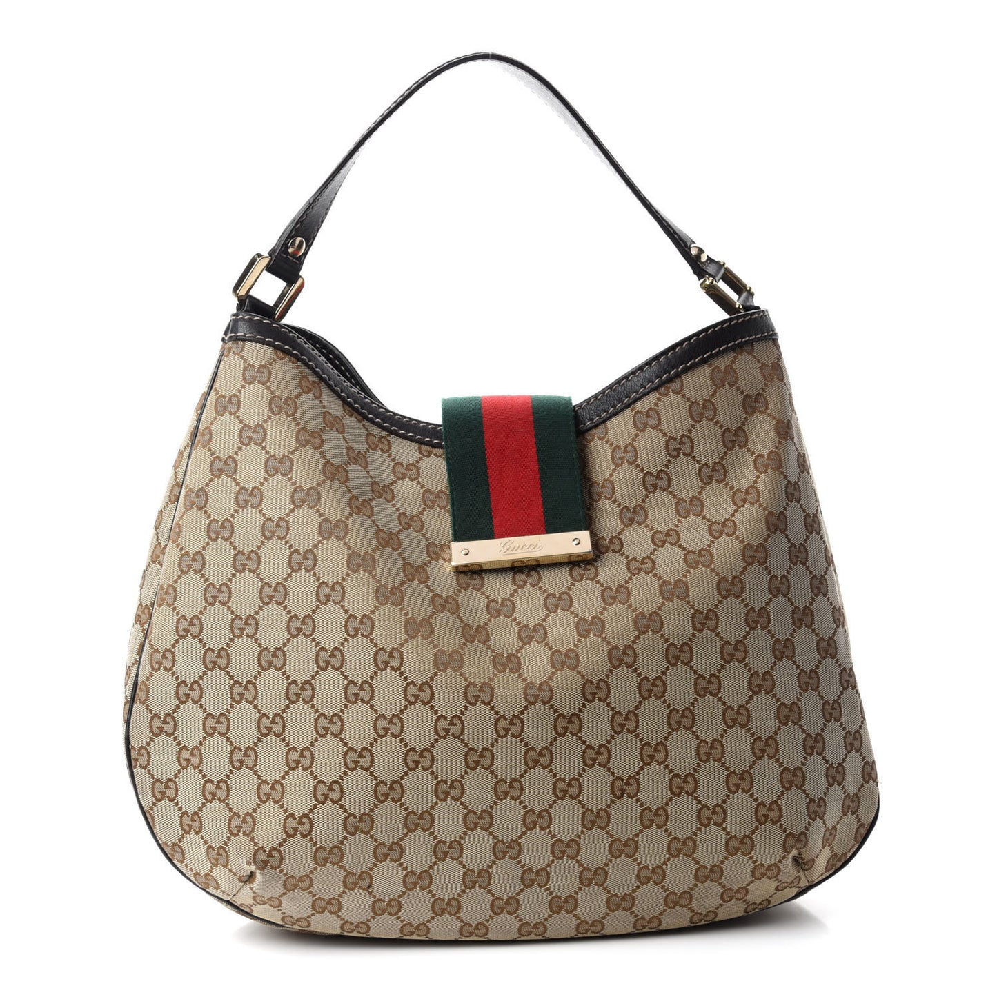 Monogram Large New Ladies Web Hobo Dark Brown