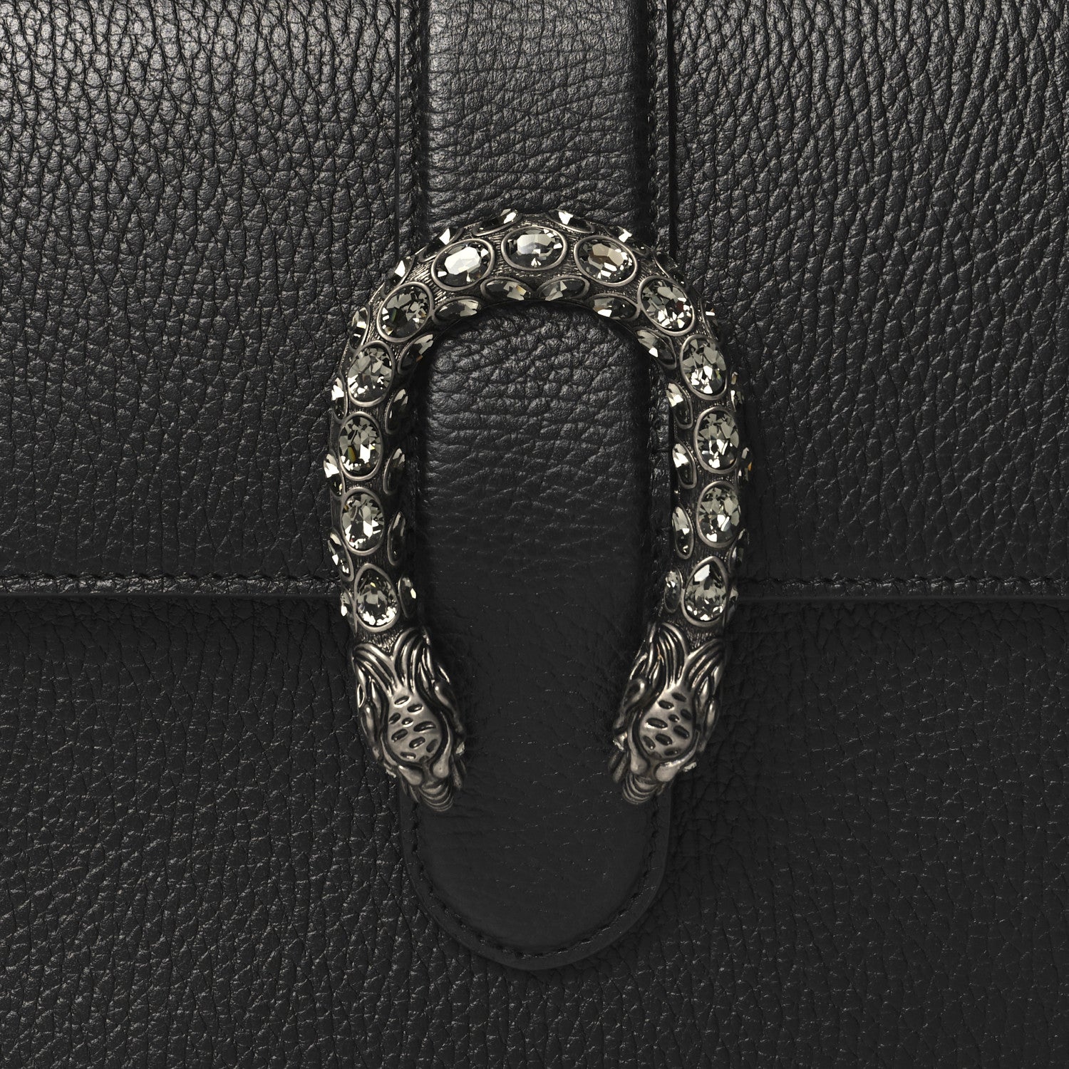 Gucci Dollar Calfskin Crystal Web Medium Dionysus Bamboo Top Handle Bag Black Black Diamond 8 of 10