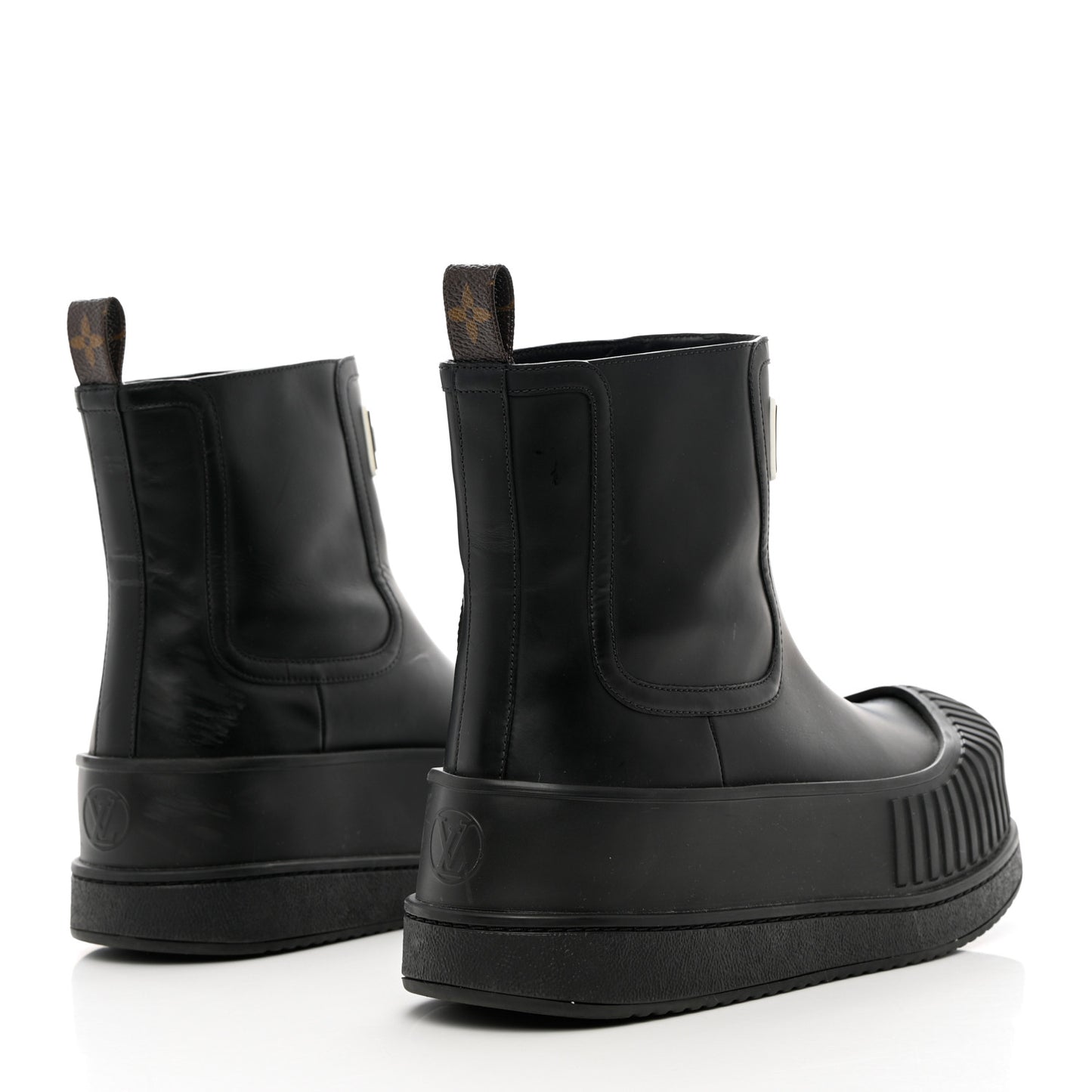 Calfskin Polar Flat Ankle Boots 39 Black