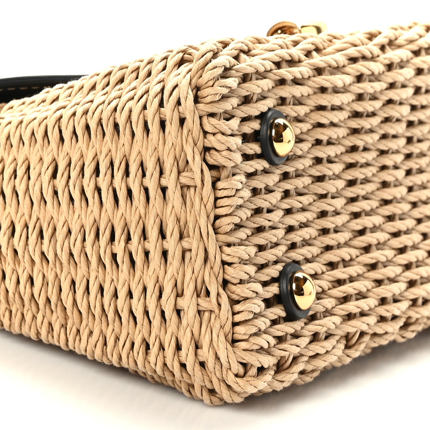 Calfskin Wicker Margot Top Handle Satchel Black