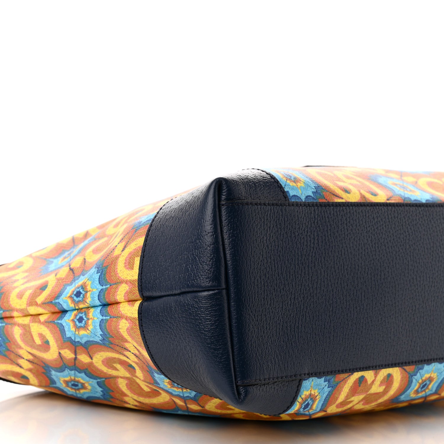 Gucci GG Supreme Kaleidoscope Calfskin Script Logo Gucci 100 Tote Bag Blue Orange Multicolor Blue Agata 8 of 10