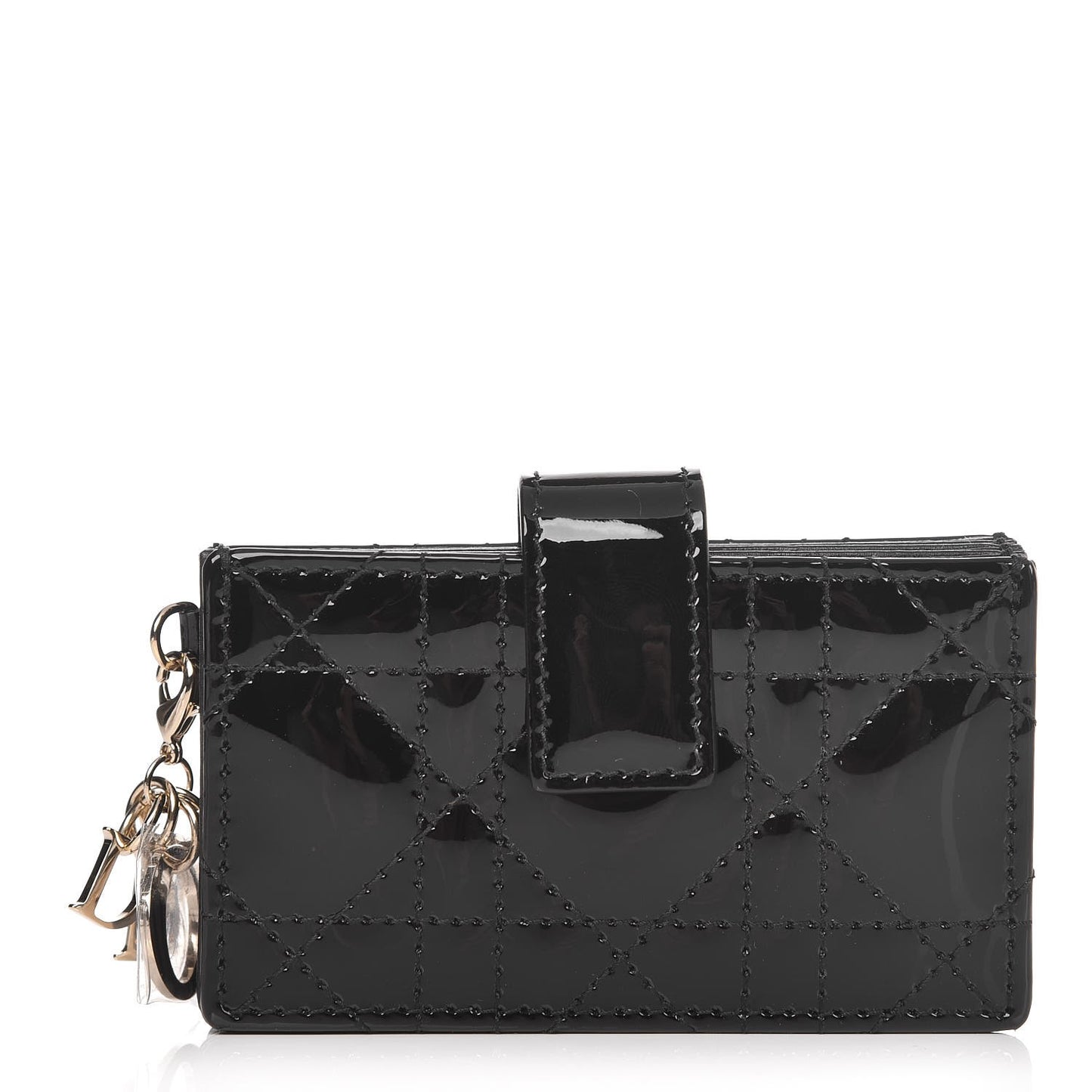 Patent Cannage Lady Dior 5-Gusset Card Holder Black