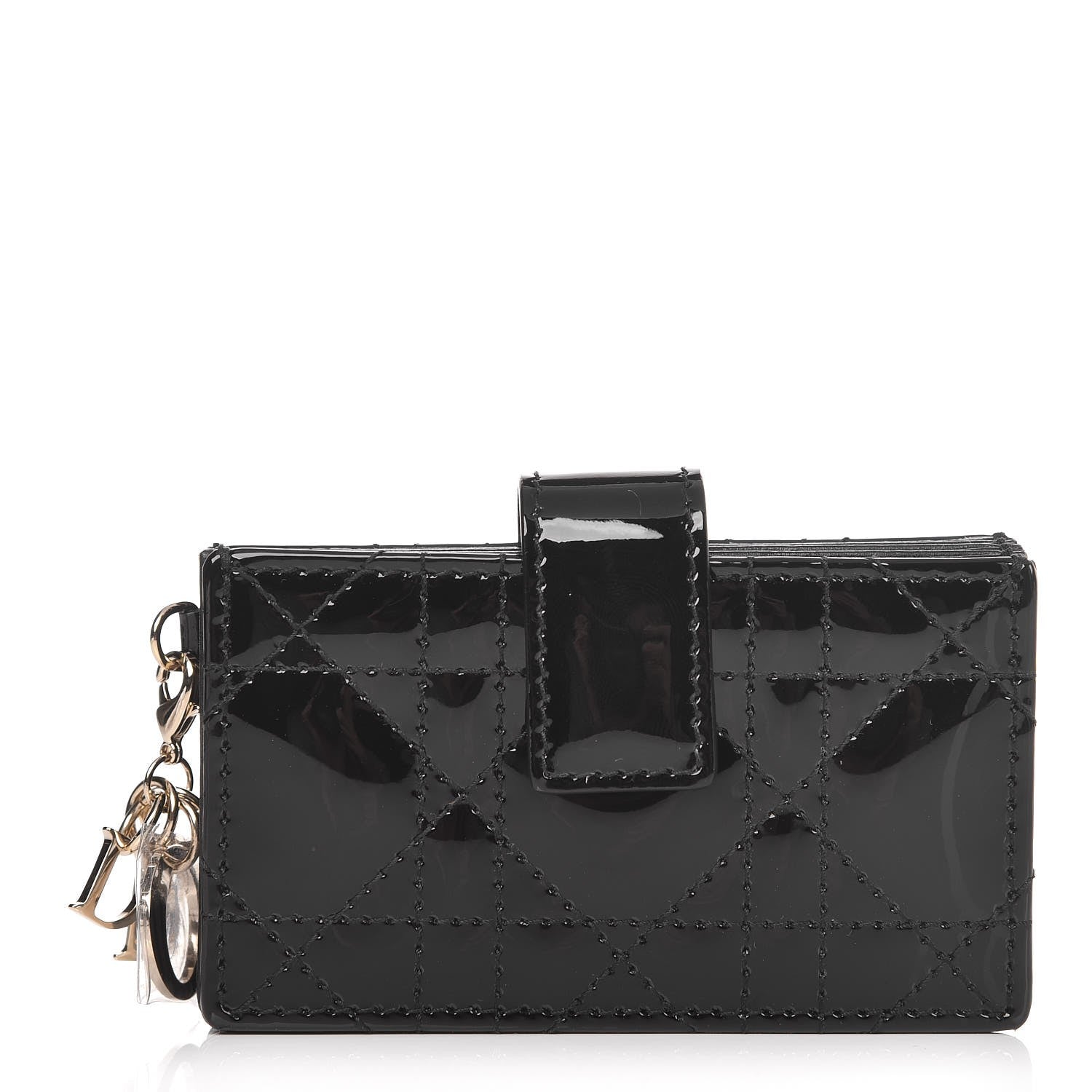 Christian Dior Patent Cannage Lady Dior 5-Gusset Card Holder Black 1 of 7