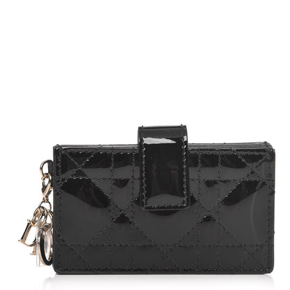 Christian Dior Patent Cannage Lady Dior 5-Gusset Card Holder Black 1 of 7