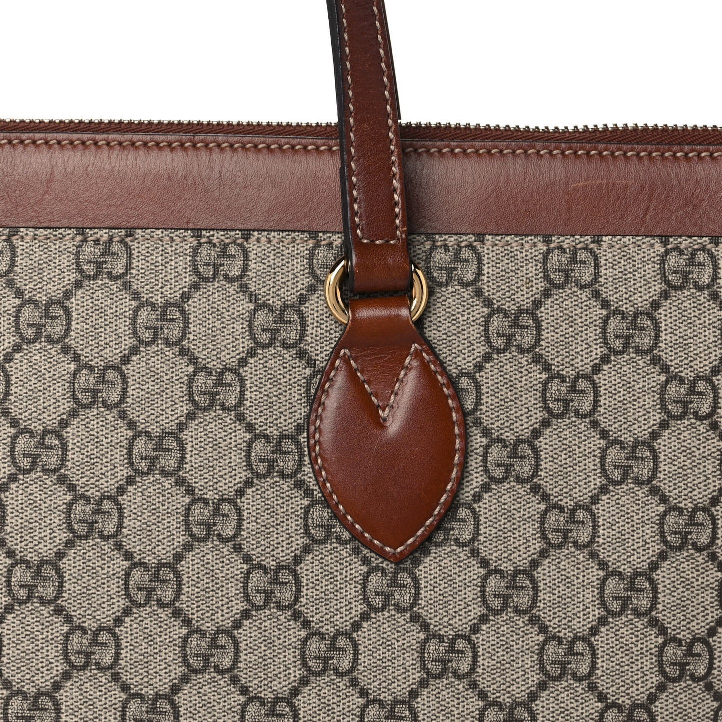 GG Supreme Monogram Medium Zippered Bucket Tote Beige Tuscany