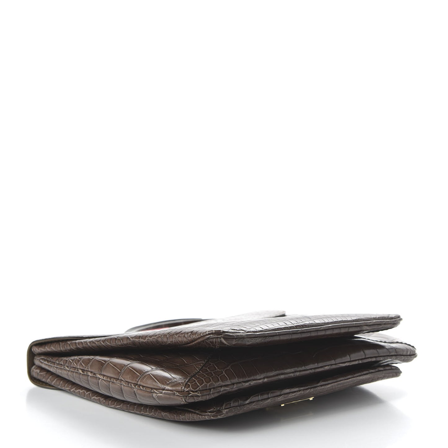 Crocodile Triple Handle Satchel Brown