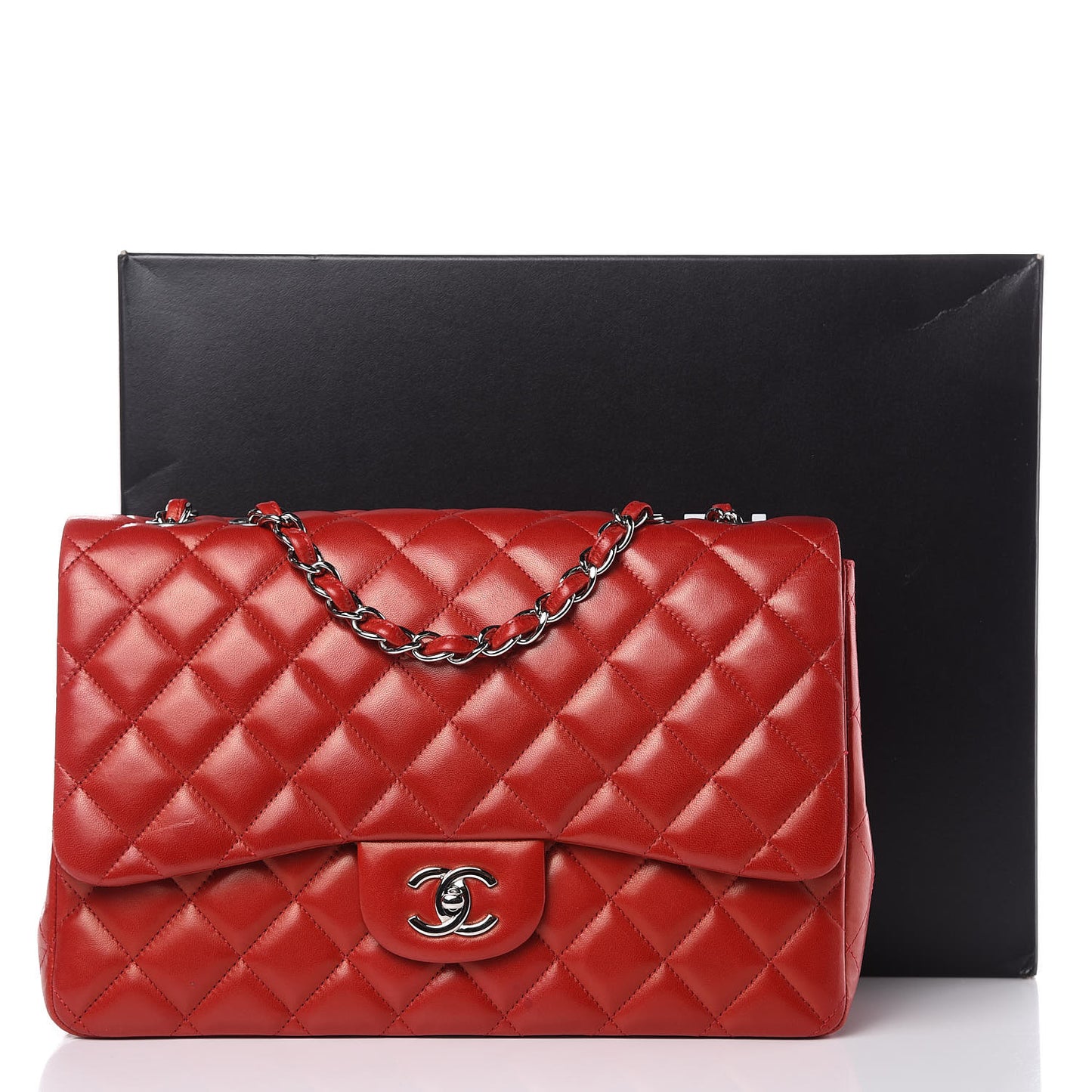 Lambskin Quilted Jumbo Single Flap Red