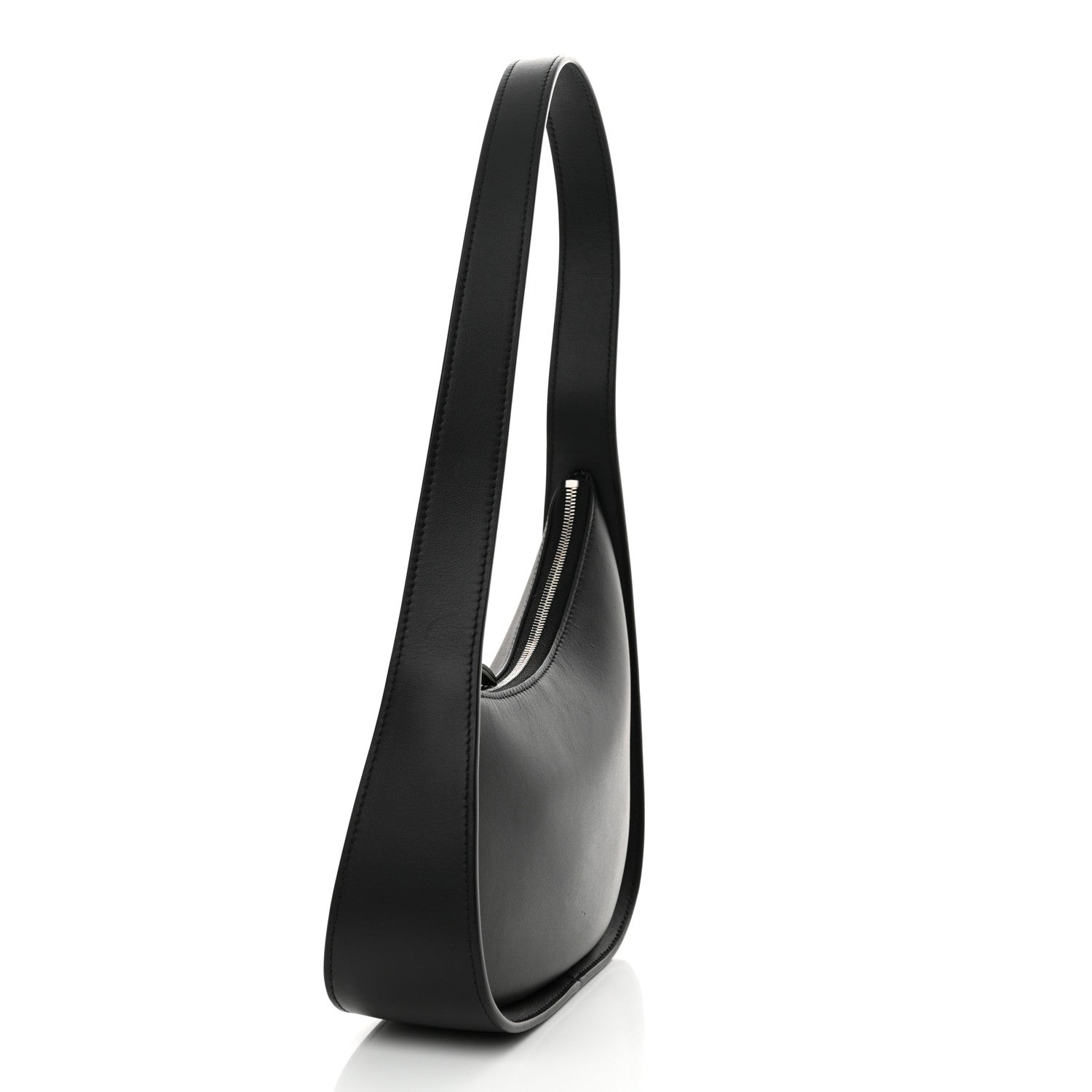 The Row Smooth Calfskin Half Moon Shoulder Bag Black 3 of 14