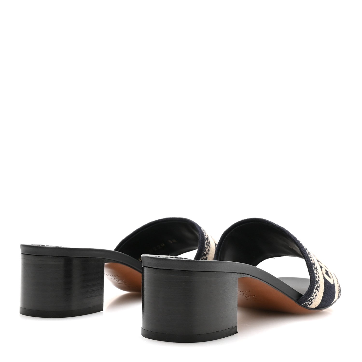 Christian Dior Cotton Embroidered Dway 40mm Slide Sandals 38 Deep Blue 5 of 8