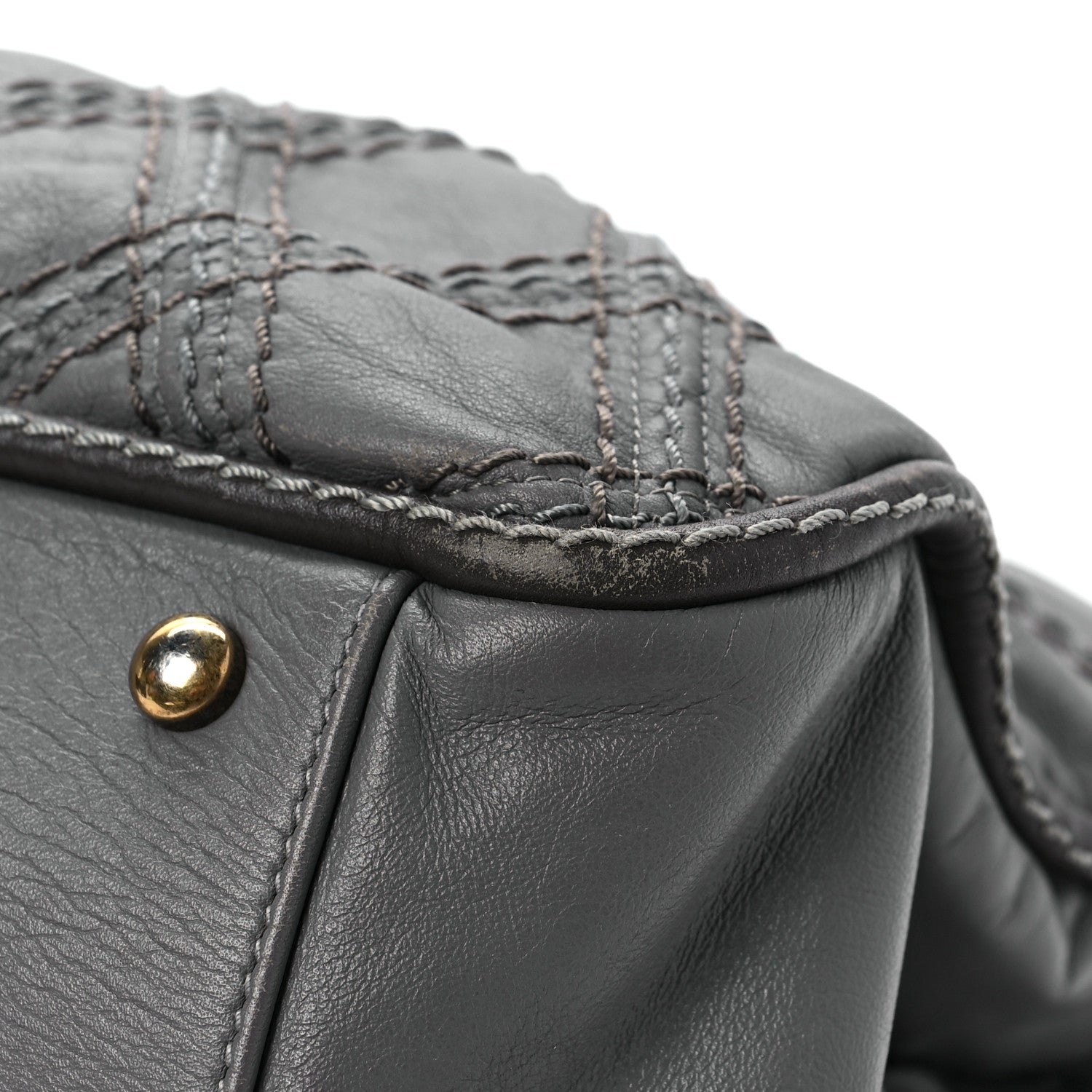 Chanel Calfskin Quilted Stitch Triptych Tote Grey 8 of 9