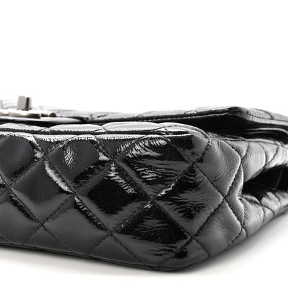 Chanel Crumpled Patent Quilted Medium Double Flap Black 10 of 11