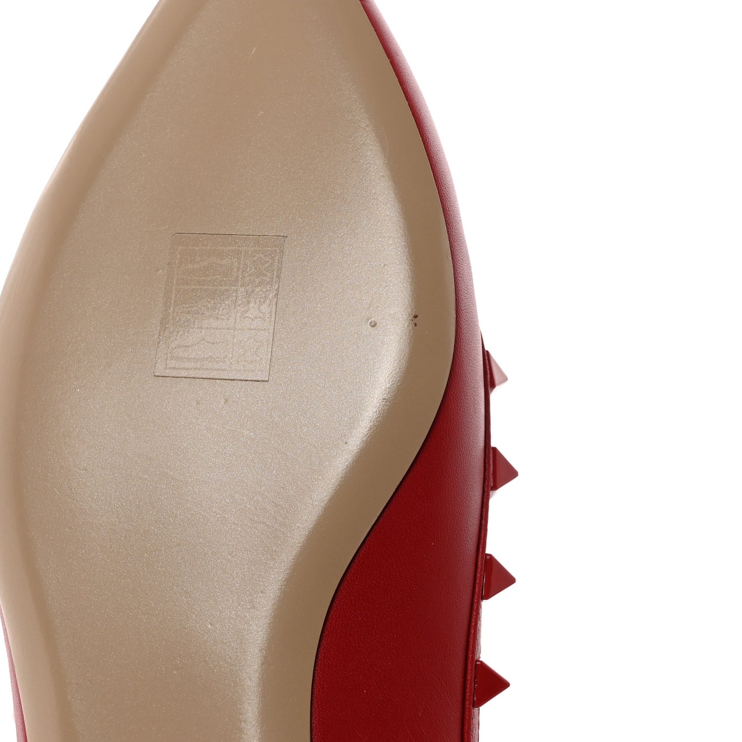 Calfskin Lacquered Monochrome Rockstud Ballerina Flats 37.5 Rosso Valentino