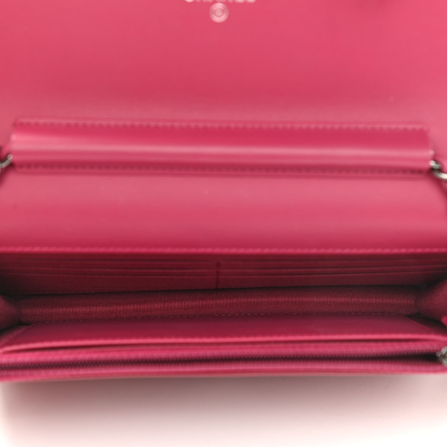 Chanel Patent Quilted Brilliant Wallet On Chain WOC Dark Pink 5 of 12