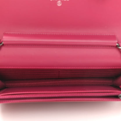 Chanel Patent Quilted Brilliant Wallet On Chain WOC Dark Pink 5 of 12