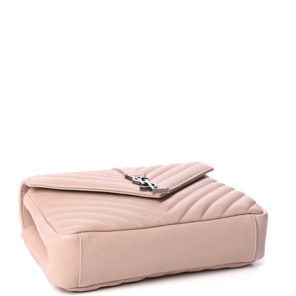 Saint Laurent Sheepskin Matelasse Chevron Monogram Medium College Bag Rose Poudre 3 of 10