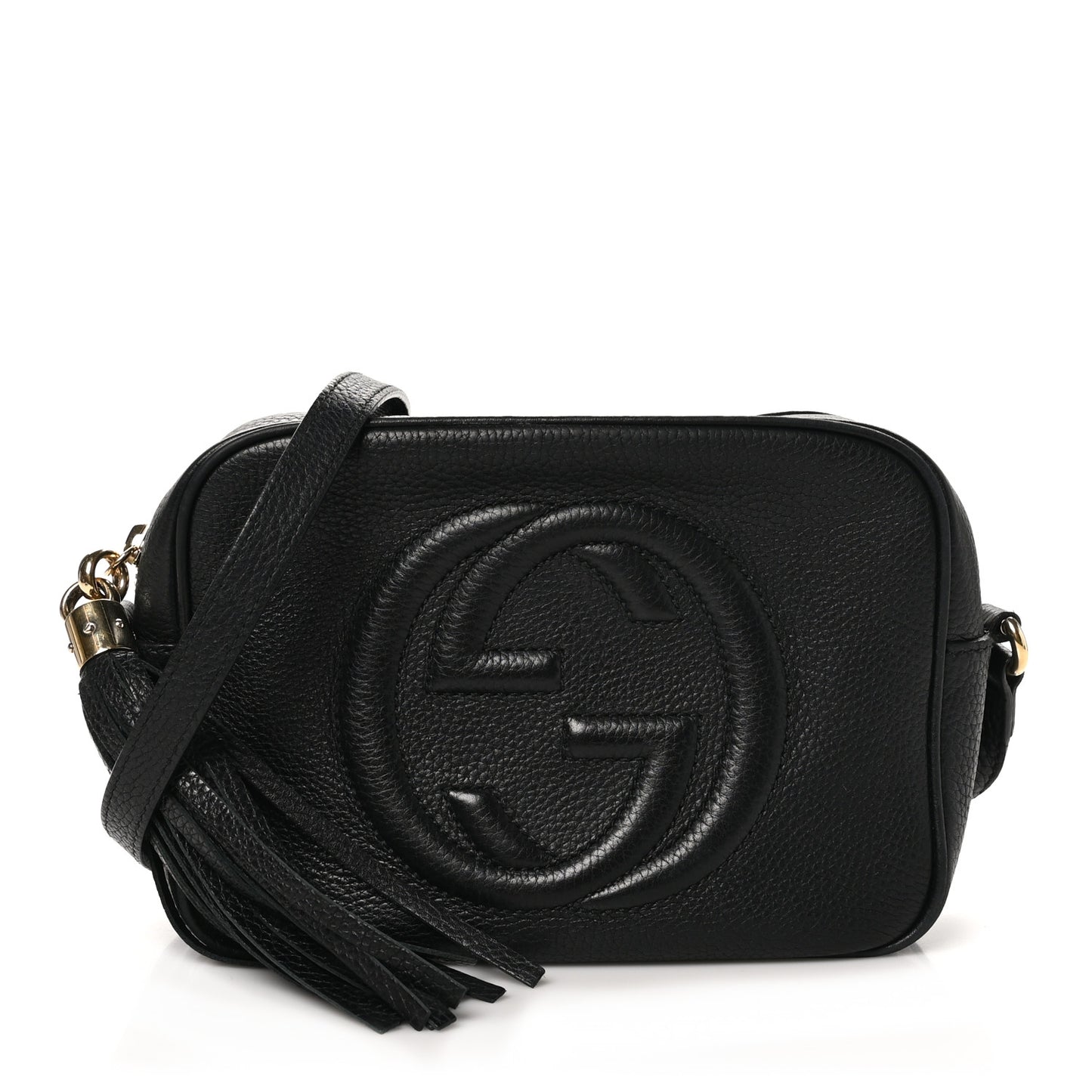 Pebbled Calfskin Small Soho Disco Bag Black