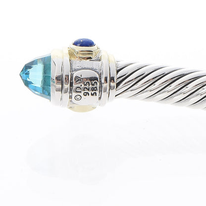 David Yurman Sterling Silver 14K Yellow Gold Blue Topaz Lapis Lazuli 5mm Cable Renaissance Bracelet 5 of 5