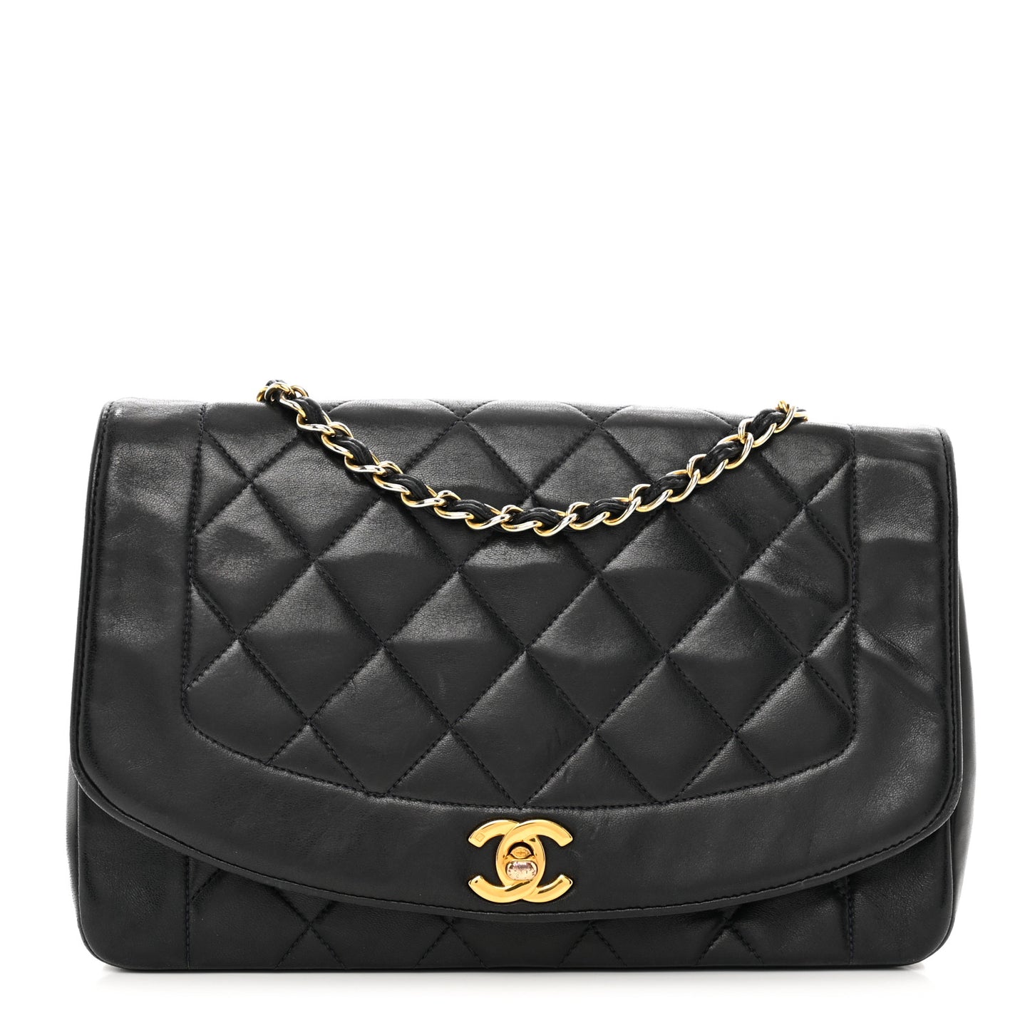Lambskin Medium Single Flap Black