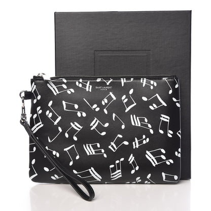 Saint Laurent Calfskin Musical Notes Zip Pouch Black 12 of 12